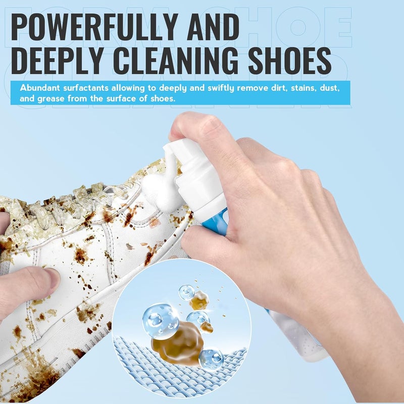 LANBEIDE Shoe Cleaning Kit - 6.76 Oz Sneaker Cleaner with Brush and Towel, White Shoe Cleaner Foam - Image 2